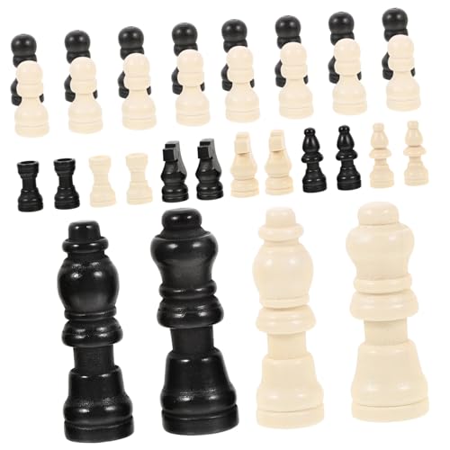 Mikinona 2 Sätze Mini Schachfiguren aus Holz Holz Schachfiguren Ersatz für Schachbrett Stabile und Handliche Mini Schachstücke für Familien Schachspiel von Mikinona