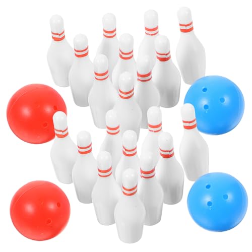 Mikinona 2 Sätze Miniatur Bowling Modell mit Kugeln und Kegeln Langlebige Resin Dekoration für Puppenhaus Realistische Umweltfreundliche Mini Bowlingbahn für Kinderzimmer und von Mikinona