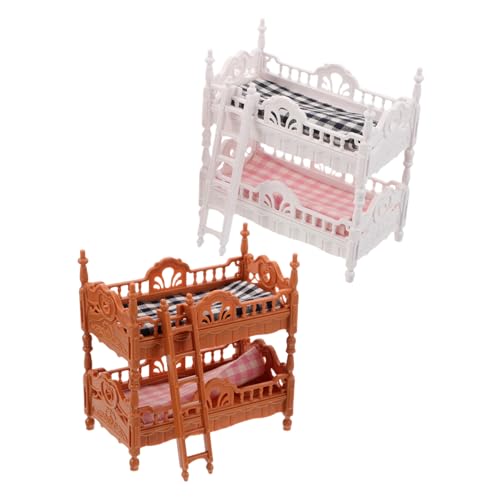 Mikinona 2 Sätze Miniatur Etagenbett für Puppenhaus Stabiles Stoffmöbel Matratzen Realistisches Schlafzimmer-Design für Kreatives Rollenspiel und Kindliche Fantasieentwicklung von Mikinona