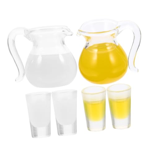 Mikinona 2 Sätze Miniatur Saft und Milchkrug Teilig Farbenfrohe Harzmodelle Stabile Puppenhaus Dekoration Realistische Küchenzubehör Miniaturmodelle für Detailreiche Spielwelten von Mikinona