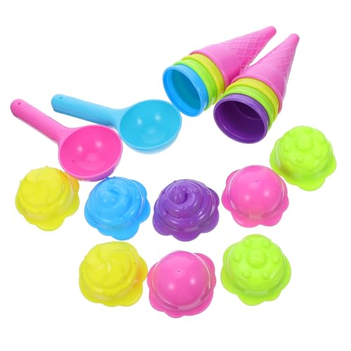 Mikinona 2 Sätze Strandspielzeug Eiscreme Sandformen Kunststoff Eisbecher und Schaufel Vielseitig für Sandkasten Indoor Outdoor von Mikinona