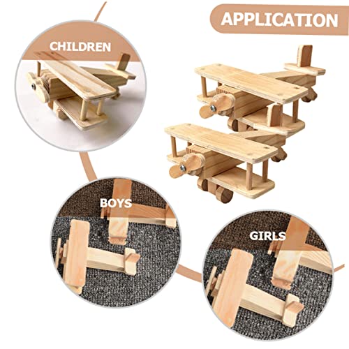 Mikinona 2 Sätze Teiliges Holzpuzzle DIY Montage Modellspielzeug für Pädagogisches Holzspielzeug mit Glatter Oberfläche Kreatives Flugzeug Design Fördert Fantasie und Geschicklichkeit von Mikinona