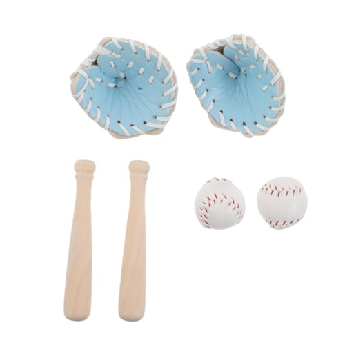 Mikinona 2 Sets Mini Baseballs Zum Basteln Miniatur Baseballschläger Simulation Baseball Modell Pu Leder von Mikinona
