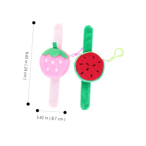 Mikinona 2 Stck Teiliges Obst slap armband Weiche Erdbeer Wassermelonen motive Bequemes Verstellbares Plüsch schnapparmband als Partygeschenk für Mädchen von Mikinona
