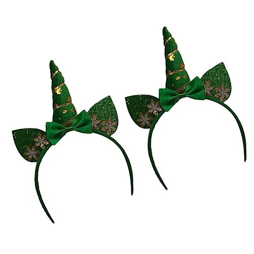 Mikinona 2 Stück Einhorn -Stirnbandkopfschmuck Haarzubehör Festival-Haarreifen Party liefert Kopfschmuck St. Patrick's Day Stirnband st. Patrick Day Haarband von Mikinona