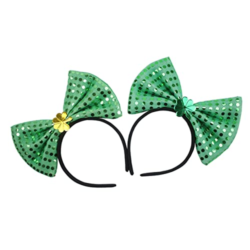 Mikinona 2 Stück Festival Haarband mit Kleeblatt Großer Schleife und Glitzer Patrick Day Party Dekoration und Fotorequisiten von Mikinona