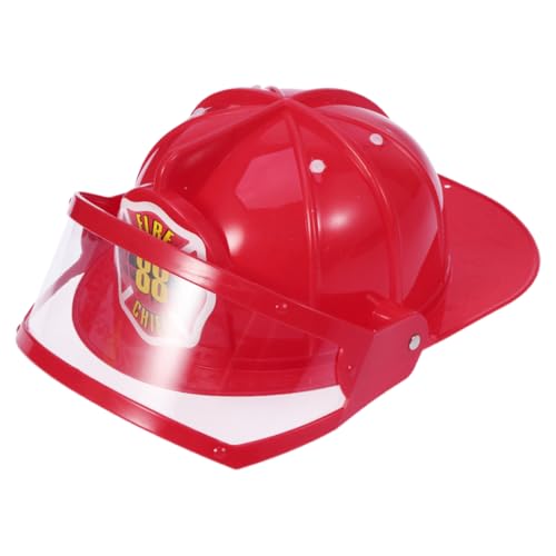 Mikinona 2 Stück Feuerwehrhelm aus Kunststoff Roter Feuerwehrmann Helm mit Elastischem Band Verstellbar für Jungen und Mädchen Feuerwehr Kostüm Zubehör für Fasching und Mottoparty von Mikinona