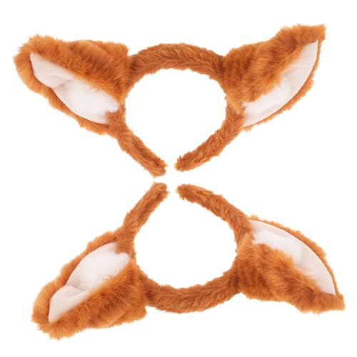 Mikinona 2 Stück Fuchsohren Haarreif Teilig Weiches Plüsch Stirnband Elastisch Sichere für Halloween Party Cosplay Karneval Kostüm Zubehör Erwachsene von Mikinona