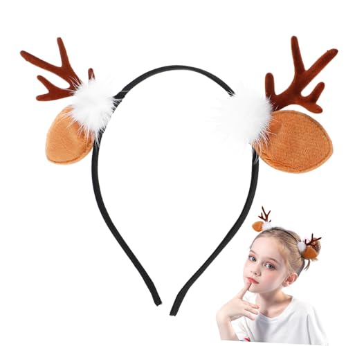 Mikinona 2 Stück Haarreif mit Weichem Geweih Dekorative Rentier Hirschgeweih Haarschmuck für Weihnachtsfeier Leichter Bequemer Haarring für Festliche Kostüme und Partyaccessoires von Mikinona
