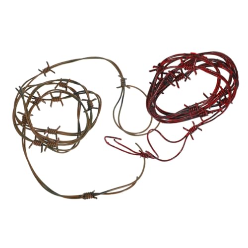 Mikinona 2 Stück Halloween Deko Stacheldraht Attrappe Kunststoff Rostiges Barbed Wire Girlande Vielseitige Western Party Requisite für Cowboy und Grusel Szenen Langlebig und Einfach zu von Mikinona