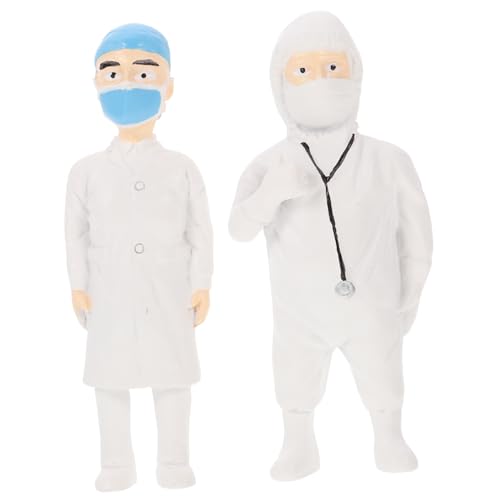 Mikinona 2 Stück Handbemalte Miniaturärzte Figuren Detailreiche Kleine Menschenmodelle für Sandtisch Mikro Landschaft und Architektur Dioramen Stabile Miniaturspielzeuge für Modellbau und von Mikinona
