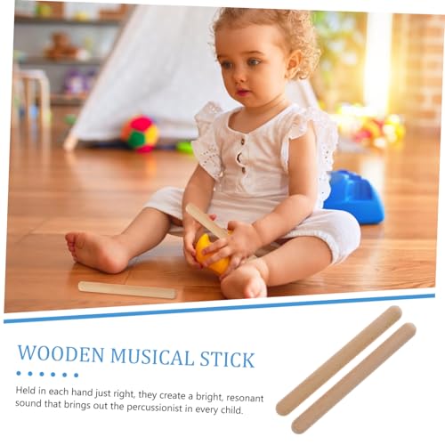 Mikinona 2 Stück Holz Rhythmusstäbe Percussion Instrument aus Natürlichem Hartholz mit Glatter Oberfläche Sichere Musikspielzeug für Frühkindliche Musikalische Früherziehung von Mikinona