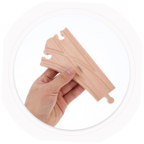 Mikinona 2 Stück Holz schienen zubehör Multidirektionale Weichenstücke Erweiterbar Kompatibel mit Holzeisenbahn Sets für Jungen Mädchen zur Kognitiven von Mikinona