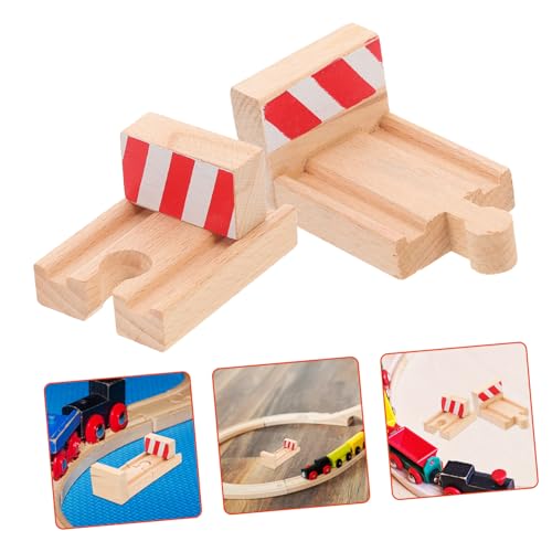 Mikinona 2 Stück Holzeisenbahn Stoppschiene aus Holz für DIY Zugstrecke Stabile Kreative Erweiterung für Realistisches Eisenbahnspielzeug zur Eltern Junge Mädchen interaktion von Mikinona