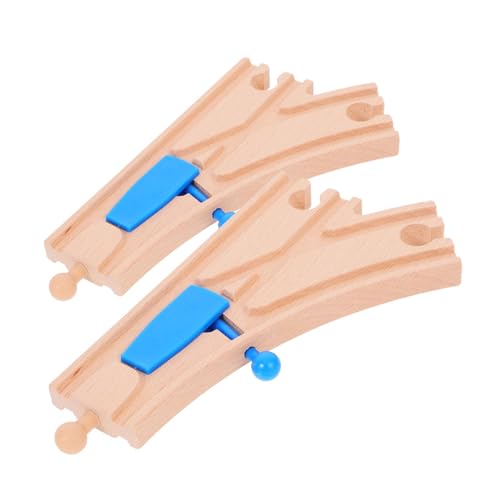 Mikinona 2 Stück Holzeisenbahn Weiche Set Holzgleis Zubehör für Kreative Bahngestaltung Sicherer Spielspaß mit Kompatiblen Schienen Fördert Fantasie und Individuelles Layout von Mikinona