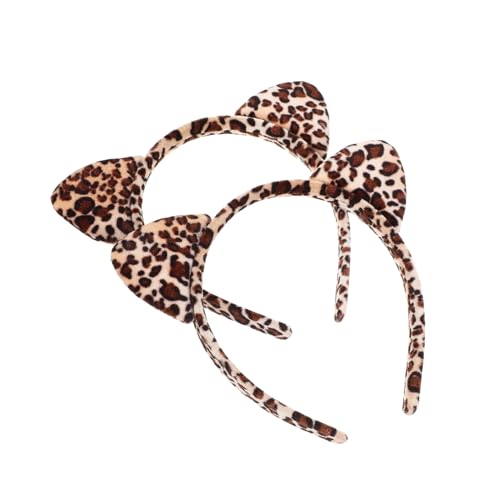 Mikinona 2 Stück Leopardenmuster Katzenohren Haarband Damen Cosplay Kostüm Zubehör Niedliches Stirnband für Party und Festival Mikinona 2 Stück Leopardenmuster Katzenohren Haarband Damen Cosplay Kostüm Zubehör Niedliches Stirnband für Party und Festival von Mikinona