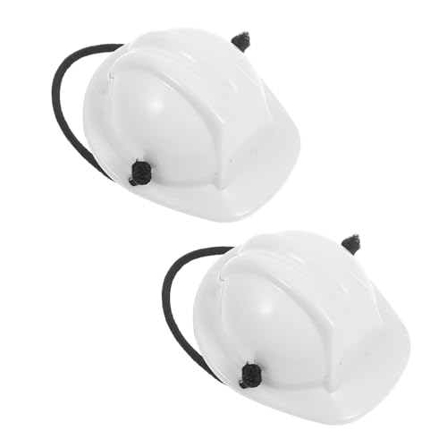 Mikinona 2 Stück Mini Haustier Bauhelm Weiß mit Federseil Sicherheitsschutz Leicht und Komfortabel für Kleine Tiere Puppen Bastelprojekte und Outdoor Spielspaß von Mikinona