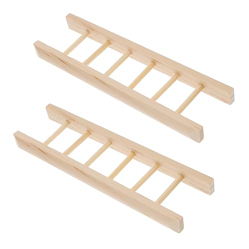 Mikinona 2 Stück Mini Holzleiter Puppenhaus Zubehör Miniaturleiter aus Hochwertigem Holz für Puppenhaus Dekoration und DIY Mikro Szene Leicht Glatt Robust für Feengarten und Bastelprojekte von Mikinona