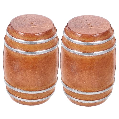 Mikinona 2 Stück Miniatur Bierfässer Miniatur Barrels Holzfass Modell Puppenhaus Deko Mini Szene DIY Zubehör für Puppenhaus Dekoration Sammlung von Mikinona