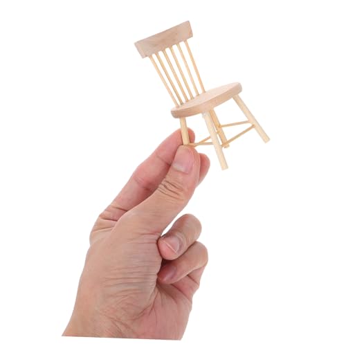 Mikinona 2 Stück Miniatur Holzstuhl Puppenhaus Möbel Modell Stuhl Dekoration DIY Foto Requisite Kleine Einrichtung von Mikinona