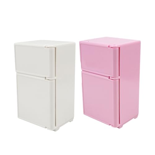Mikinona 2 Stück Miniatur Puppenhaus Kühlschrank Teiliges Weiß Langlebige Mini Möbel Spielküche Dekoratives Dollhouse Fridge Zubehör für Kreative und Puppenhaus Ausstattung von Mikinona