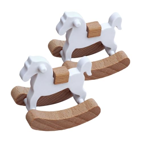 Mikinona 2 Stück Miniatur Schaukelpferd Holz Puppenhaus Möbel Modell Rustikaler Stil Leicht Strapazierfähig Für Puppenhaus Babyzimmer Dekoration Zubehör von Mikinona