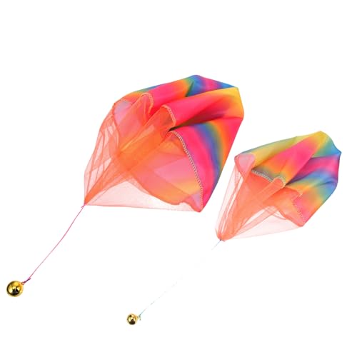 Mikinona 2 Stück Outdoor Wurf Parachute Handwurf Fallschirm mit Regenbogen Langlebig und Einfach zu Fliegen Fördert Geschicklichkeit und Aktivität für Draußen und Geburtstagsfeiern von Mikinona