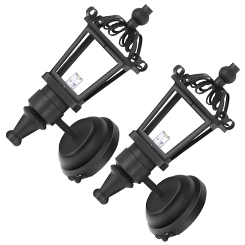 Mikinona 2 Stück Puppenhaus LED Wandlampe Schwarz Miniatur Dekorative Lampe für Puppenstuben Wohnzimmer Schlafzimmer Zubehör von Mikinona
