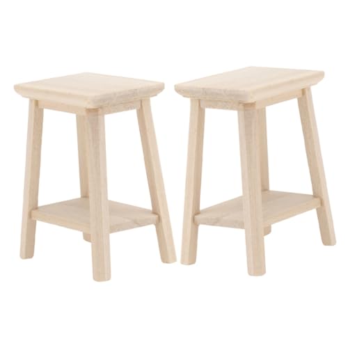 Mikinona 2 Stück Puppenhaus Möbel Modell DIY Bonsai Dekoration Vielseitiger Mini Hocker für Schlafzimmer Wohnzimmer Küche Miniatur Wohnaccessoire von Mikinona