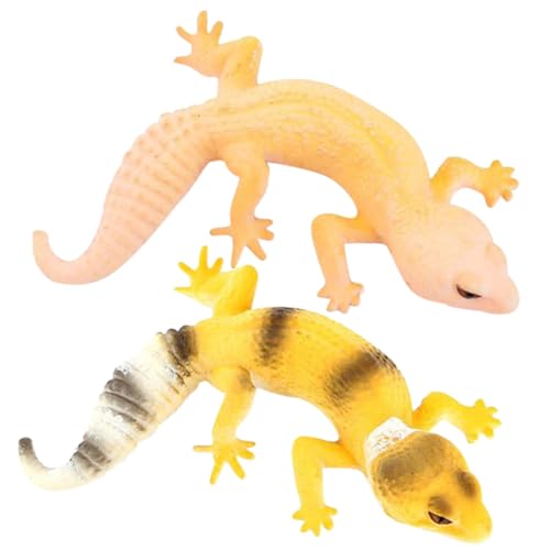 Mikinona 2 Stück Realistische Eidechsenfigur PVC Simulation Tierfigur Kleine Echsen Dekoration Garten Balkon Bonsai Sicher Langlebig Glatt Oberfläche von Mikinona