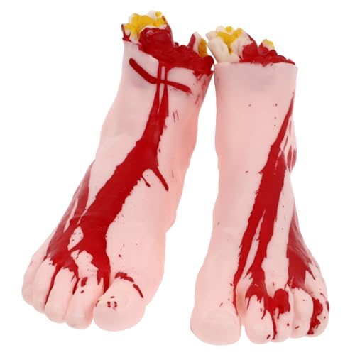 Mikinona 2 Stück Realistische Halloween Fake Fuß Requisiten Teiliges Blutige Trick Props für Party Dekorationen und Gruselige Deko Halloween Draußen Geeignet von Mikinona
