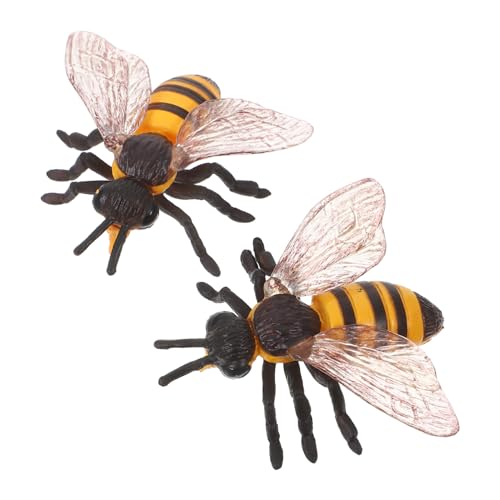 Mikinona 2 Stück Realistische Honigbienen Figuren aus Umweltfreundlichem Interaktives Lernspielzeug für Vielseitig für Schule Zuhause Zoo als Dekoration oder Science-Projekt von Mikinona
