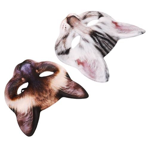Mikinona 2 Stück Realistische Katzenmaske Detailgetreu Geformte Cat Head Mask Atmungsaktiv und Komfortabel für Halloween Cosplay Maskenball Karneval und Kostümpartys von Mikinona