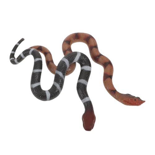 Mikinona 2 Stück Realistische Schlangen aus Weichem TPR Lebensechte Cobra und Klapperschlange Modelle für Halloween Deko Scherzartikel Garten und Lernspielzeug von Mikinona