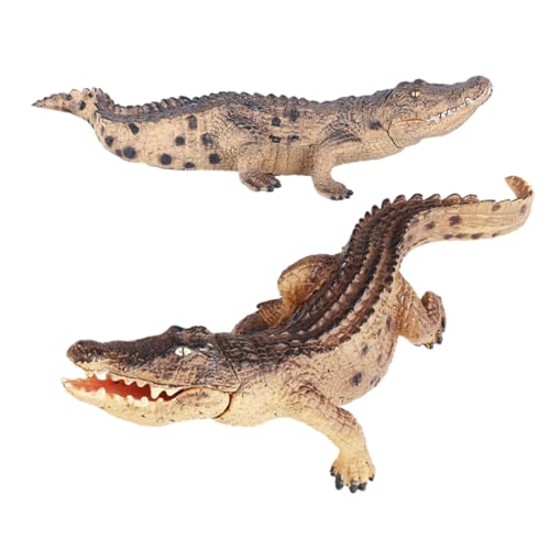 Mikinona 2 Stück Realistisches Krokodilmodell mit Beweglichem Detailgetreue Tierfigur für Wohnraum Kinderzimmerdekoration Kleine Lebensechte Amphibien deko Leicht und Vielseitig Einsetzbar von Mikinona