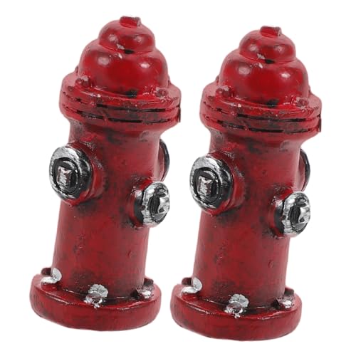 Mikinona 2 Stück Resin Feuerhydrant Miniatur Feuerwehr Dekoration für Puppenhaus Kuchenverzierung Fotorequisite Vielseitige Harzfigur für Micro Landschaft von Mikinona