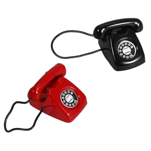 Mikinona 2 Stück Retro -Telefonmodellspielzeug -Telefon Miniatur -Puppenhaus -Telefon pädagogisches Telefonspielzeug winzig -Metall von Mikinona