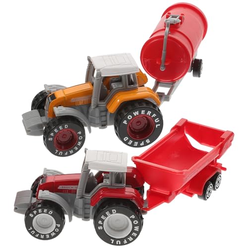 Mikinona 2 Stück Teiliges Bauernhoffahrzeug aus Robustem Kunststoff Kleines Bauernhoffahrzeug mit Rückziehmotor Buntes Inertie Modell für Kleinkinder Motorik und Farberkennung von Mikinona