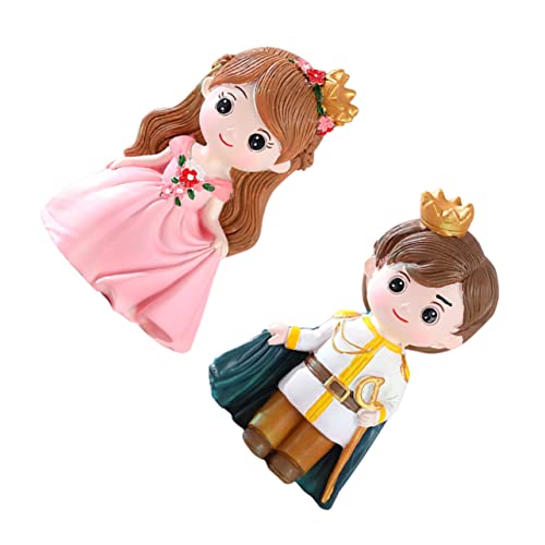 Mikinona 2 Stück Teiliges Cake Topper Princess Prince aus Leichtem Harz Dekorative Geburtstagskuchendeko Kompakt und Sicher für Party und Familientorten von Mikinona