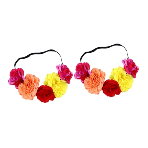 Mikinona 2 Stück Teiliges Elastisches Rosenhaarband Halloween Haarschmuck Cosplay Kopfschmuck Blumenkranz für Damen und Bunt Mix von Mikinona