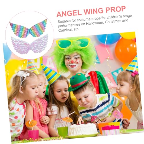 Mikinona 2 Stück Teiliges Engel Flügel Bunte Flügel mit Elastischem Riemen Leichte Cosplay Requisiten für Kostüm Bühnenauftritt Karneval Party und Fotoshooting Einheitsgröße von Mikinona