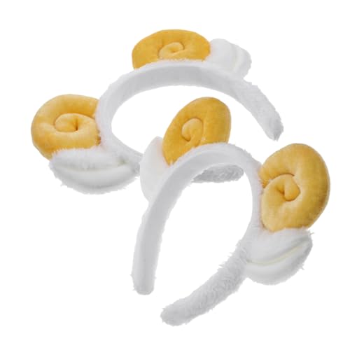 Mikinona 2 Stück Teiliges Gelbes Schafsohren Horn Stirnband Weiches Cartoon Kostüm Party Accessoire für Cosplay Langlebiges Haarband für Geburtstags und Themenfeiern von Mikinona