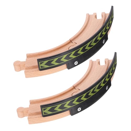 Mikinona 2 Stück Teiliges Holzbahn Zugschienen Gebogene Schiene Pädagogisches für Fördert Kreativität und Motorische Fähigkeiten Kompatibel mit Holz eisenbahnspielzeug von Mikinona