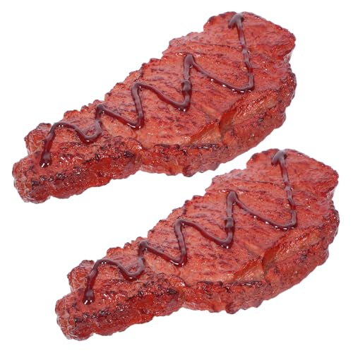Mikinona 2 Stück Teiliges Künstliche Steaks Realistische Nachbildung Simuliertes Rindersteak Langlebiges Deko Fleisch Modell für Markt Schaufenster Fotografie Küchenparty von Mikinona
