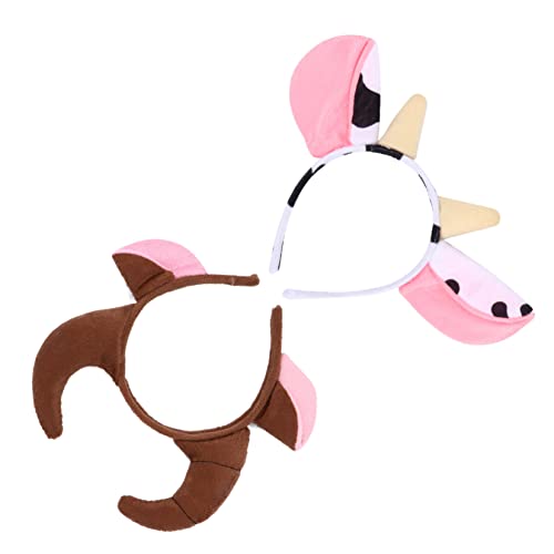 Mikinona 2 Stück Teiliges Kuh Haarreif mit Plüschhörnern Bequemes Party Haarband für Damen und Mädchen für Halloween Karneval und Cosplay Modisches Accessoire für Erwachsene von Mikinona
