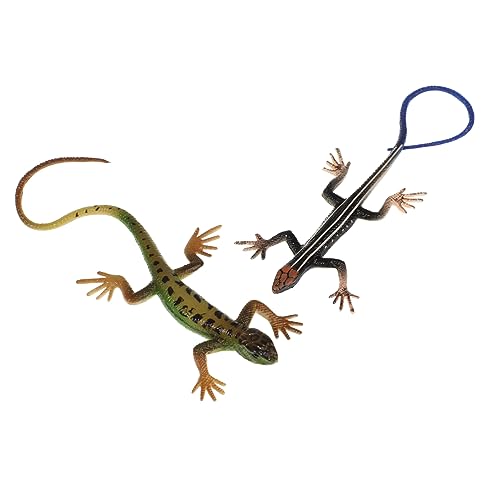 Mikinona 2 Stück Teiliges Kunststoff Echsen Realistische Lizard Modelle in Grün und Blau Simuliertes Erkennungs und Frühpädagogik für Robust und Sicher als von Mikinona