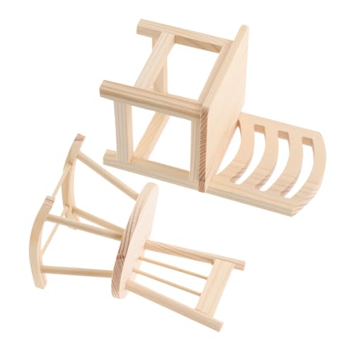 Mikinona 2 Stück Teiliges Mini Schaukelstuhl und Holzstuhl DIY Kit Kleines Puppenhaus Stuhlmodell für Unbemalt für Kreative Bemalung Vielseitige Holzdekoration für Spiel und Lernspaß von Mikinona