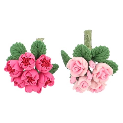 Mikinona 2 Stück Teiliges Miniatur Blumenarrangement aus Harz Künstliche Mini-Blumen für Puppenhaus Dekoration Kreative DIY Blumenbouquets Tragbare Mikro-Landschaft Accessoires für von Mikinona