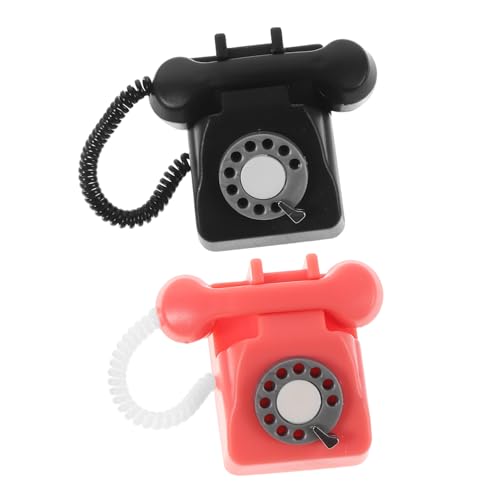 Mikinona 2 Stück Teiliges Miniatur Retro Telefon Mini Vintage Wählscheiben Telefon Puppenhaus Dekoration Leicht Tragbar Detailliertes Kunsthandwerk für Fotografie Requisiten und von Mikinona
