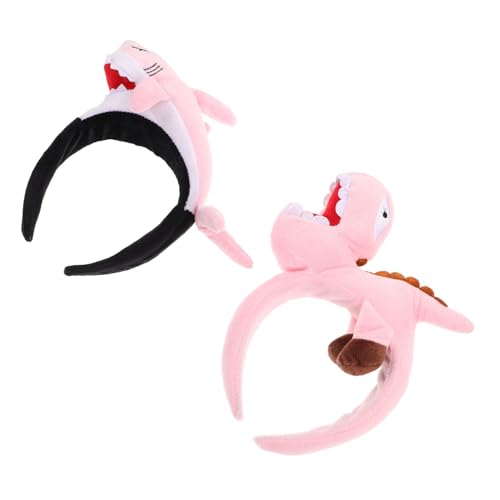 Mikinona 2 Stück Teiliges Plüsch Tierhaarband Shark Dinosaurier Verstellbar Lustige Cartoon Haarreifen für Erwachsene für Party Cosplay Zoo-Themen und Festivaldekorationen von Mikinona